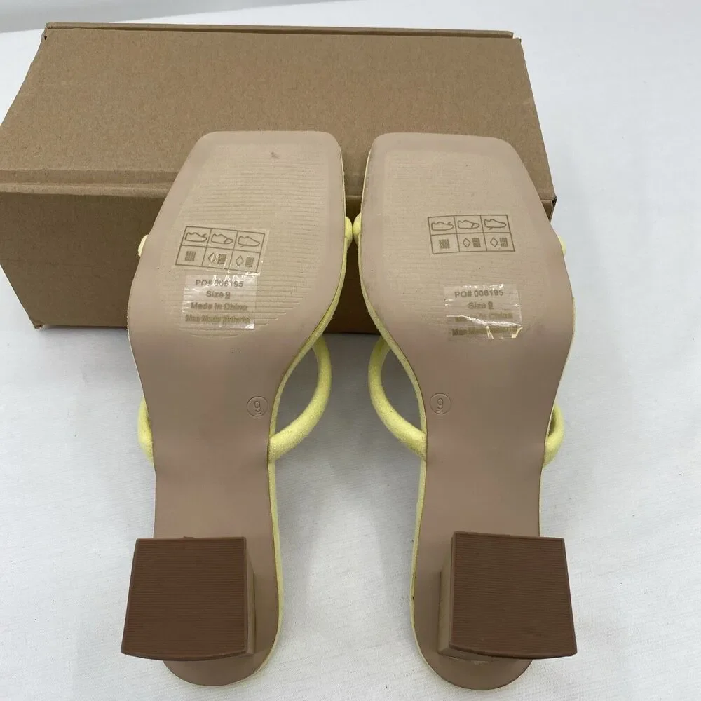 Journee Collection Womens Henrietta Square Toe Slide Sandals Shoes 9 Yellow